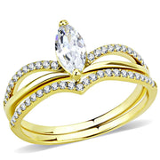 DA276 - IP Gold(Ion Plating) Stainless Steel Ring with AAA Grade CZ  in Clear-0