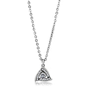 DA301 - High polished (no plating) Stainless Steel Chain Pendant with AAA Grade CZ  in Clear-0