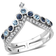 DA305 - No Plating Stainless Steel Ring with Top Grade Crystal  in Multi Color-0