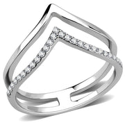DA308 - No Plating Stainless Steel Ring with AAA Grade CZ  in Clear-0