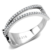 DA310 - No Plating Stainless Steel Ring with AAA Grade CZ  in Clear-0