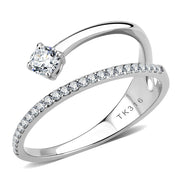 DA316 - No Plating Stainless Steel Ring with AAA Grade CZ  in Clear-0