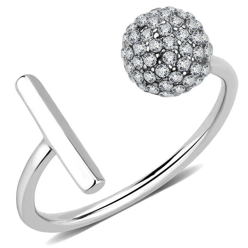 DA318 - No Plating Stainless Steel Ring with AAA Grade CZ  in Clear-0