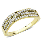 DA321 - IP Gold(Ion Plating) Stainless Steel Ring with AAA Grade CZ  in Clear-0