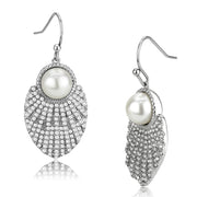 DA330 - No Plating Stainless Steel Earrings with Synthetic Pearl in White-0