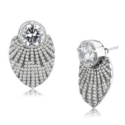 DA331 - No Plating Stainless Steel Earrings with AAA Grade CZ  in Clear-0