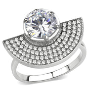 DA336 - No Plating Stainless Steel Ring with AAA Grade CZ  in Clear-0