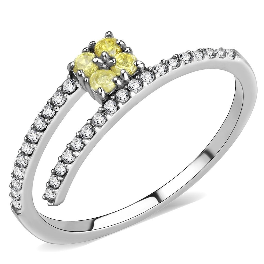 DA338 - No Plating Stainless Steel Ring with AAA Grade CZ  in Topaz-0
