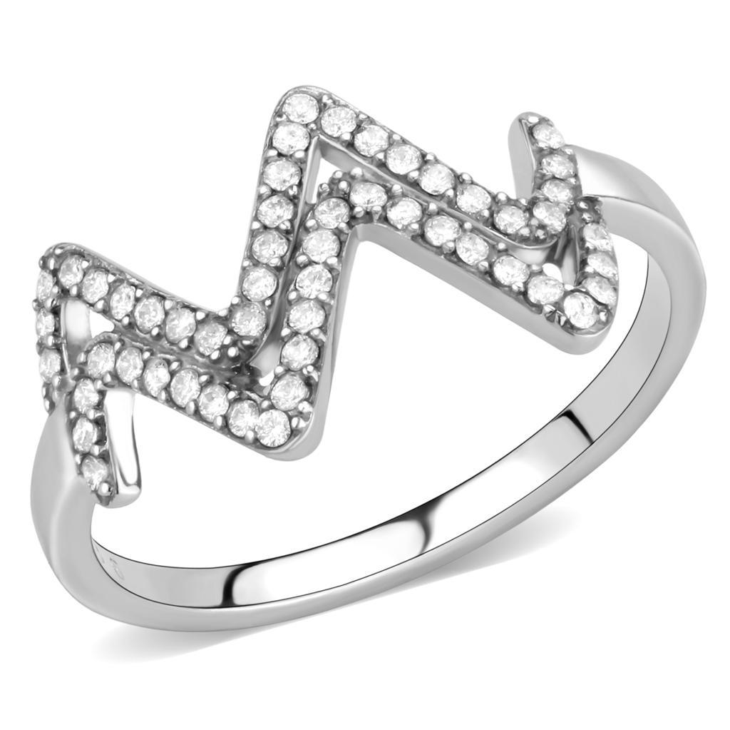 DA339 - No Plating Stainless Steel Ring with AAA Grade CZ  in Clear-0