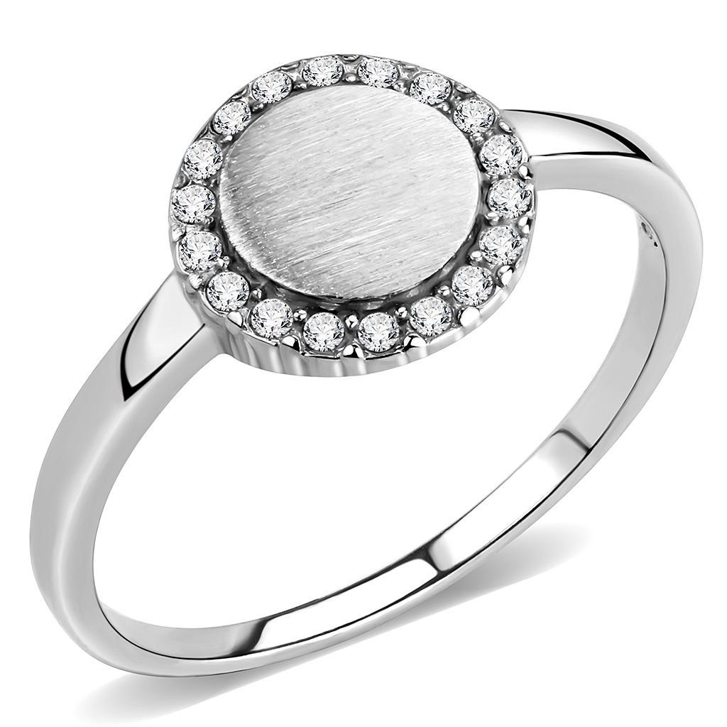 DA340 - No Plating Stainless Steel Ring with AAA Grade CZ  in Clear-0