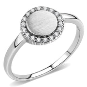 DA340 - No Plating Stainless Steel Ring with AAA Grade CZ  in Clear-0