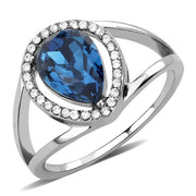 DA349 - High polished (no plating) Stainless Steel Ring with Top Grade Crystal  in Montana-0