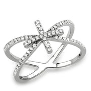 DA353 - High polished (no plating) Stainless Steel Ring with AAA Grade CZ  in Clear-0