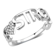 DA356 - High polished (no plating) Stainless Steel Ring with AAA Grade CZ  in Clear-0