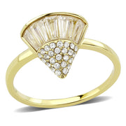 DA359 - IP Gold(Ion Plating) Stainless Steel Ring with AAA Grade CZ  in Clear-0