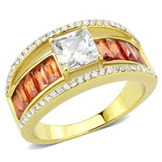 DA360 - IP Gold(Ion Plating) Stainless Steel Ring with AAA Grade CZ  in Garnet-0