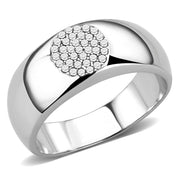 DA367 - High polished (no plating) Stainless Steel Ring with AAA Grade CZ  in Clear-0
