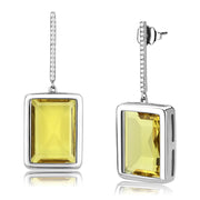 DA378 - High polished (no plating) Stainless Steel Earrings with Top Grade Crystal  in Topaz-0