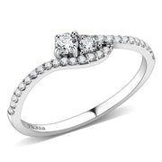 DA382 - High polished (no plating) Stainless Steel Ring with AAA Grade CZ  in Clear-0