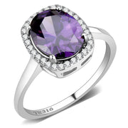 DA385 - High polished (no plating) Stainless Steel Ring with AAA Grade CZ  in Amethyst-0