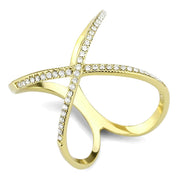 DA387 - IP Gold(Ion Plating) Stainless Steel Ring with AAA Grade CZ  in Clear-0