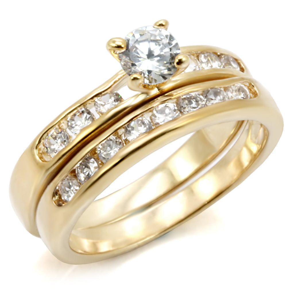 S44610 - High-Polished 925 Sterling Silver Ring with AAA Grade CZ  in Clear-0