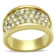 GL002 - IP Gold(Ion Plating) Brass Ring with Top Grade Crystal  in Clear-0
