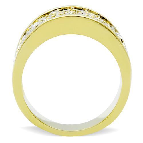 GL002 - IP Gold(Ion Plating) Brass Ring with Top Grade Crystal  in Clear-2