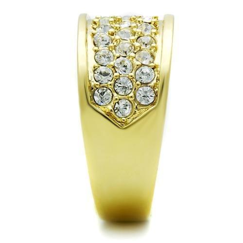 GL002 - IP Gold(Ion Plating) Brass Ring with Top Grade Crystal  in Clear-3