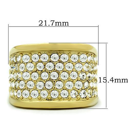 GL006 - IP Gold(Ion Plating) Brass Ring with Top Grade Crystal  in Clear-1