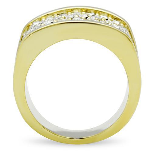 GL006 - IP Gold(Ion Plating) Brass Ring with Top Grade Crystal  in Clear-2
