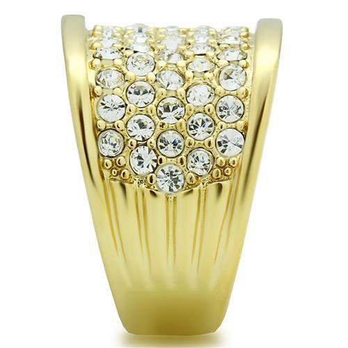 GL006 - IP Gold(Ion Plating) Brass Ring with Top Grade Crystal  in Clear-3