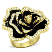 GL021 - IP Gold(Ion Plating) Brass Ring with Top Grade Crystal  in Clear-0