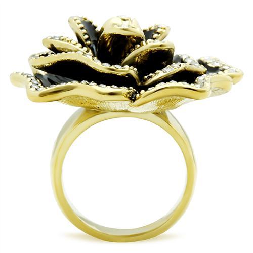 GL021 - IP Gold(Ion Plating) Brass Ring with Top Grade Crystal  in Clear-2