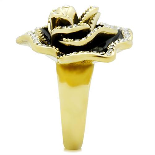 GL021 - IP Gold(Ion Plating) Brass Ring with Top Grade Crystal  in Clear-3