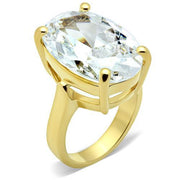 GL083 - IP Gold(Ion Plating) Brass Ring with AAA Grade CZ  in Clear-0