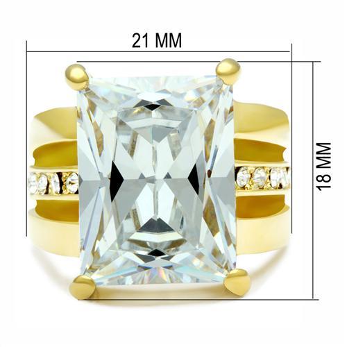 GL089 - IP Gold(Ion Plating) Brass Ring with AAA Grade CZ  in Clear-1