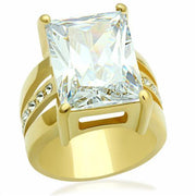 GL089 - IP Gold(Ion Plating) Brass Ring with AAA Grade CZ  in Clear-0