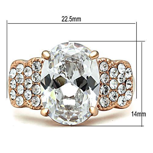 GL141 - IP Rose Gold(Ion Plating) Brass Ring with AAA Grade CZ  in Clear-1