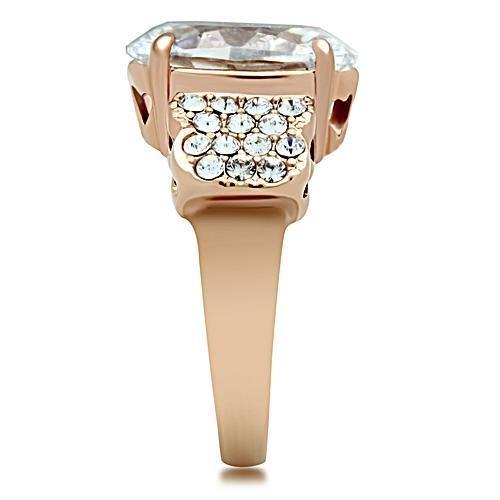 GL141 - IP Rose Gold(Ion Plating) Brass Ring with AAA Grade CZ  in Clear-3