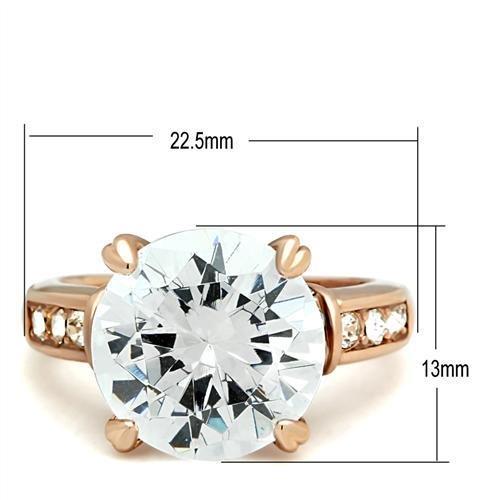 GL144 - IP Rose Gold(Ion Plating) Brass Ring with AAA Grade CZ  in Clear-1