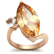 GL145 - IP Rose Gold(Ion Plating) Brass Ring with AAA Grade CZ  in Champagne-0
