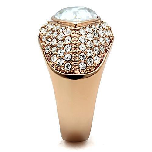 GL146 - IP Rose Gold(Ion Plating) Brass Ring with Top Grade Crystal  in Clear-3