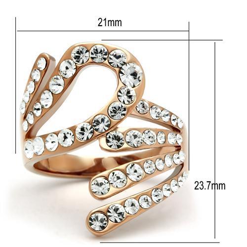 GL149 - IP Rose Gold(Ion Plating) Brass Ring with Top Grade Crystal  in Clear-1
