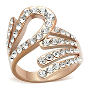 GL149 - IP Rose Gold(Ion Plating) Brass Ring with Top Grade Crystal  in Clear-0