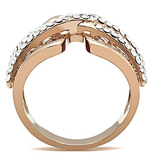 GL156 - IP Rose Gold(Ion Plating) Brass Ring with Top Grade Crystal  in Clear-2