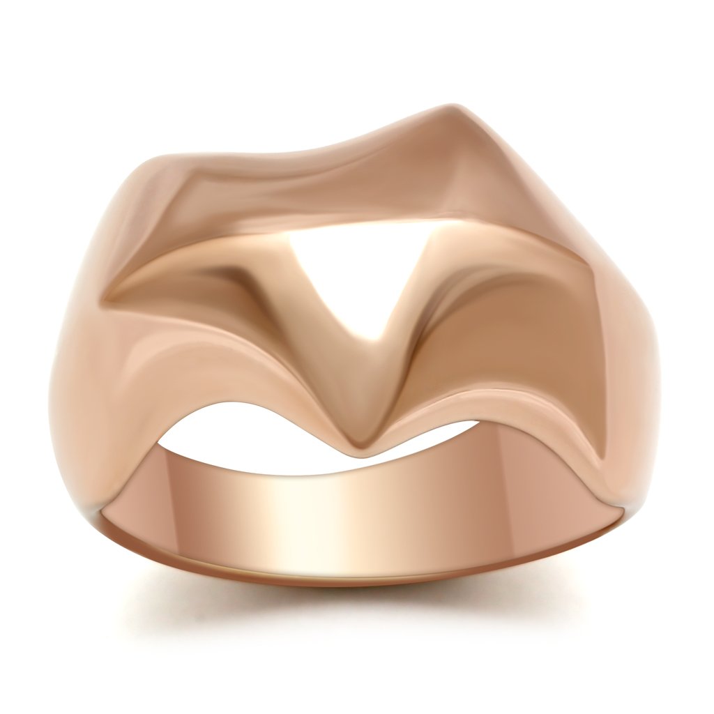 GL161 - IP Rose Gold(Ion Plating) Brass Ring with No Stone-0