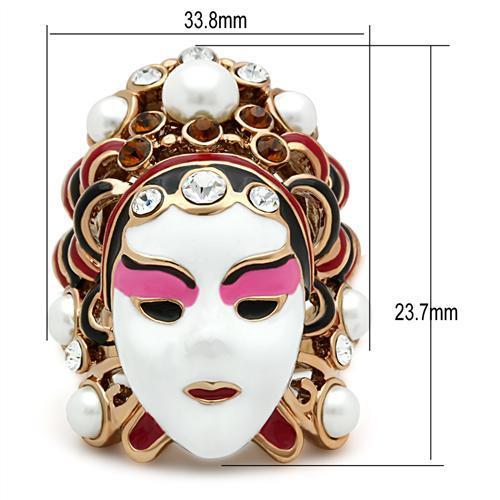 GL163 - IP Rose Gold(Ion Plating) Brass Ring with Top Grade Crystal  in Clear-1