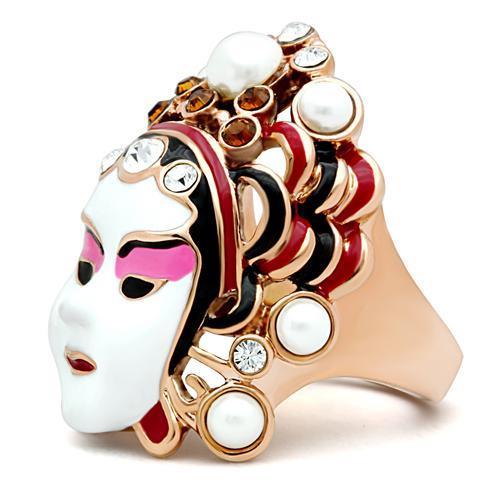 GL163 - IP Rose Gold(Ion Plating) Brass Ring with Top Grade Crystal  in Clear-3