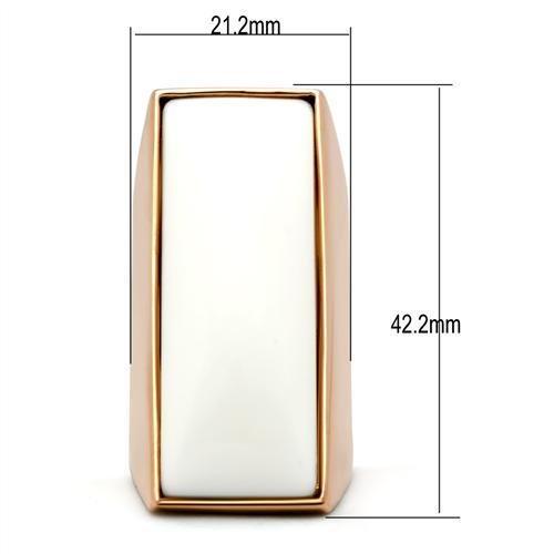 GL164 - IP Rose Gold(Ion Plating) Brass Ring with Synthetic Synthetic Stone in White-1